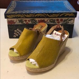 NWOT Kanna 👡 green leather espadrilles